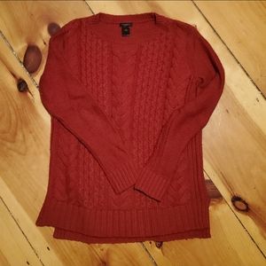 Cranberry Red Medium Ann Taylor Cable Knit Sweater